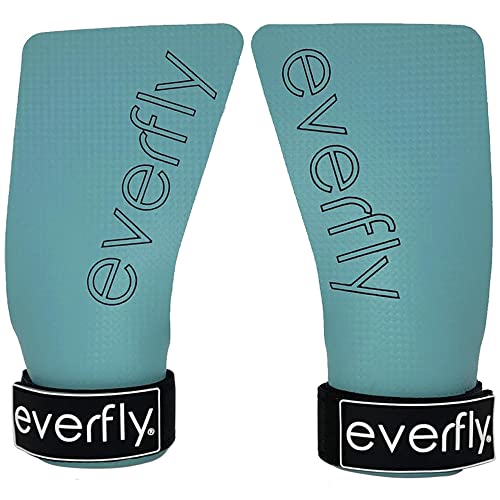 Everfly Calleras para Crossfit - Grips Sin Agujeros Fibra de Carbono – Guantes Gimnasio Hombre Mujer Protección de Manos - Diseño Ergonómico Guantes Gym Pesas Fitness Halterofilia (E+, TurqBlack)