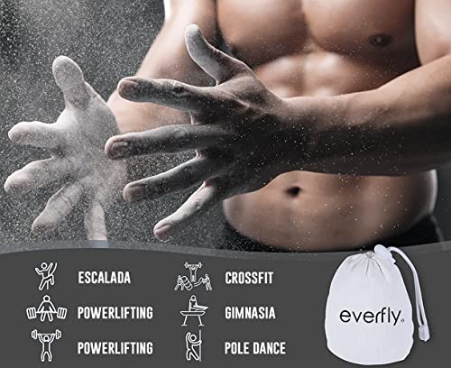 Everfly Magnesio en Bolas Polvo Crossfit - 3x60gr - Chalk Balls - Escalada Calistenia Halterofilia Tenis Padel Gym Pole Dance - Sudor Manos - Bolsa Tiza para Manos - Extra Agarre Grip - Dry Hands