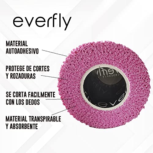 EVERFLY Tape Crossfit - Set 3 Rollos 5cm x 4,5m - Esparadrapo Deportivo - Hook Grip Pulgares y Dedos - Cinta Flexible Protectora - Agarre Adhesivo para Pesas - Entrenamiento - Halterofilia (Rosa)