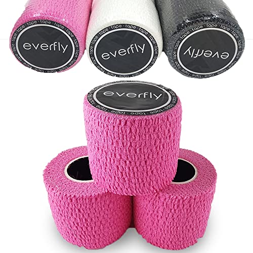 EVERFLY Tape Crossfit - Set 3 Rollos 5cm x 4,5m - Esparadrapo Deportivo - Hook Grip Pulgares y Dedos - Cinta Flexible Protectora - Agarre Adhesivo para Pesas - Entrenamiento - Halterofilia (Rosa)