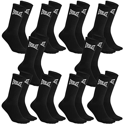 Everlast Calcetines Altos Deportivos 10 Pares, Negro/Blanco, 43-46 Unisex Adulto