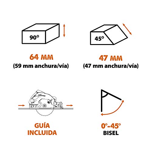 EVOLUTION POWER TOOLS R185CCSX Sierra Circular multimaterial Compatible (Paquete de combinación 1020 mm con guía incluida), 230 V, 185 mm