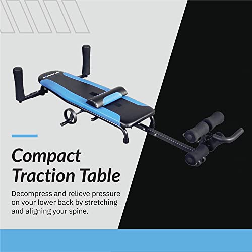 Exerpeutic Mesa de tracción de inversión alternativa, estirador de espalda para aliviar el dolor de espalda baja sin ir boca abajo, capacidad de peso de 300 libras, azul