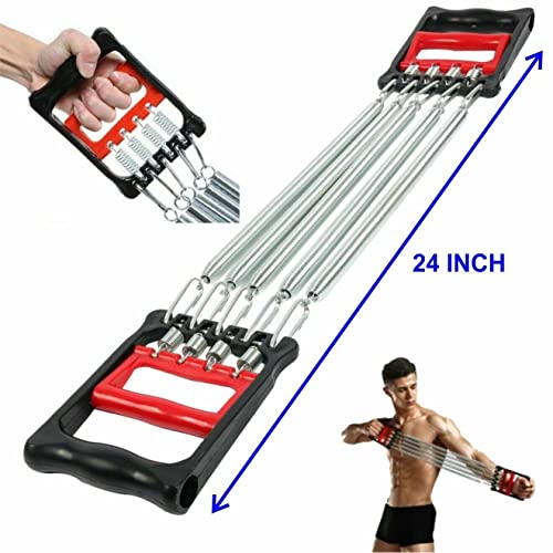 Extensor de 5 muelles de acero para entrenamiento muscular, gimnasio, para musculos, pectorales, biceps, tríceps, K1015