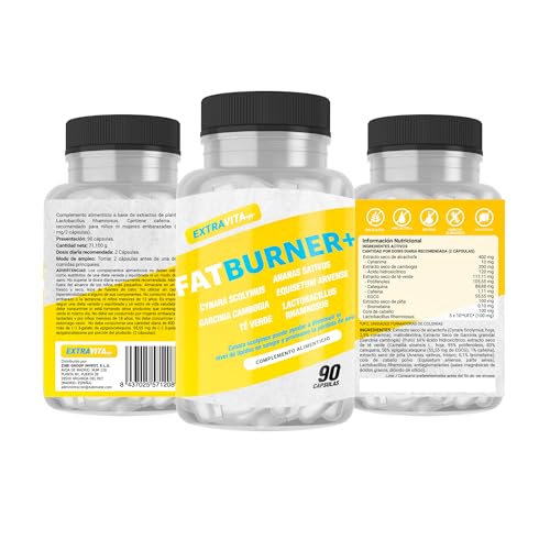 ExtraVITA- Potente Quemagrasas Termogénico, Para Adelgazar Muy Rapido y Efectivo | Garcinia Cambogia | Adelgazante para eliminar y perder Peso | 90 Cápsulas