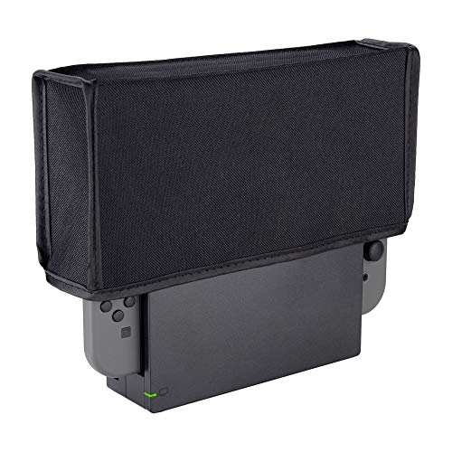 eXtremeRate Guardapolvo Cubierta de Nylon Protector de Polvo Funda contra Polvo Forro Suave Antipolvo antiagua antirraya para Nintendo Switch Base de Carga Compatible con Nintendo Switch OLED(Negro)