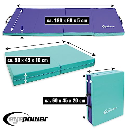 eyepower 180x60 Colchoneta Gimnasia Plegable - Colchoneta Sport 5cm Grosor - Esterilla Fitness Colchonetas para Gym Tatami Gimnasio Colchoneta de Gimnasia Tapete de Yoga Pilates Colchoneta Pole Dance