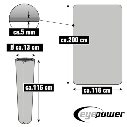 eyepower 200 x 116 esterilla de fitness XXL esterilla de yoga 6 mm antideslizante - alfombra deportiva para protección del suelo, estera deportiva grande, esterilla de gimnasia, esterilla de