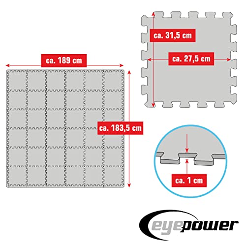 eyepower 36x Alfombra de Gimnasio - 30x30 Esterilla para Gym en Casa - Suelo Fitness Puzzle EVA