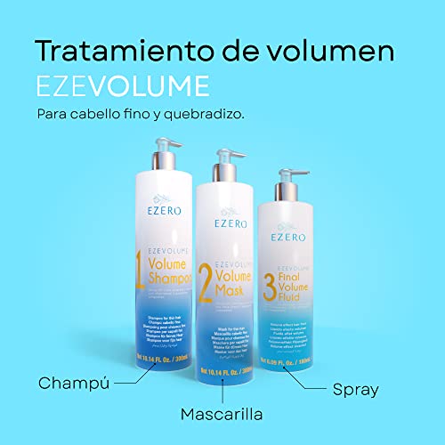 Ezero Tratamiento Voluminizador Cabello Para Cabello Fino Y Sin Volumen Pelo Con Champu Volumen, Mascarilla Volumen Pelo Y Spray Volumen Cabello - Hair Volume - Producto Profesional Peluqueria -vegano