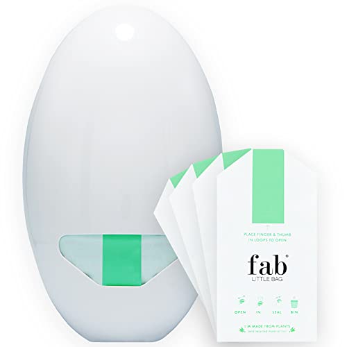 Fab Little Bag Unidad Dispensadora de Bolsas Sanitarias + Paquete de Recambio de 100 Bolsas - Para Oficinas, Hoteles, Aseos Públicos, Gimnasios (1 x Dispensador, 100 x Bolsas de Recambio)