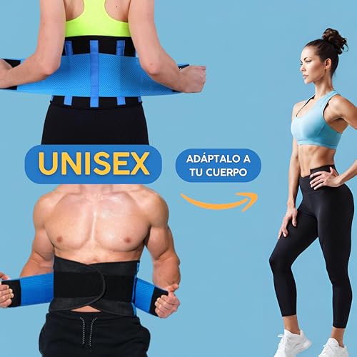 Faja Lumbar Hombre y Mujer. Cuida de Forma Sencilla tu Postura y Evita Dolores y Enfermedades-Corrector Postura Espalda con Brazalete Móvil Running de Regalo-Cinturón Lumbar Gimnasio-Faja Reductora