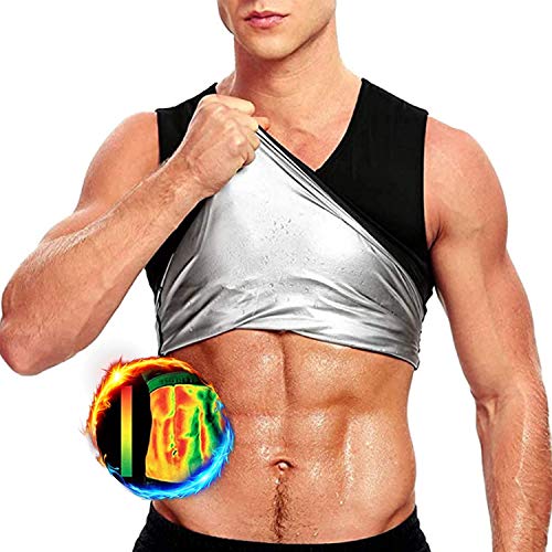 Faja Reductora Adelgazante Hombre Neopreno Camiseta Reductora Compresion de Sauna Deportivo (XXL-3XL, Negro)