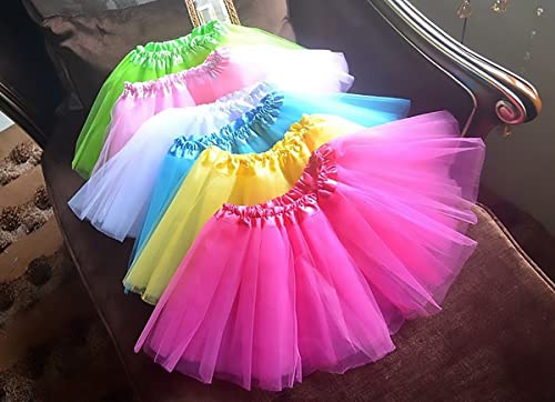 Falda de Tutú para Niñas, Falda de Tul para Ballet 3 Capas Elástica Disfraz de Princesa Carnaval 30cm de Largo Talla Única (Blanco)