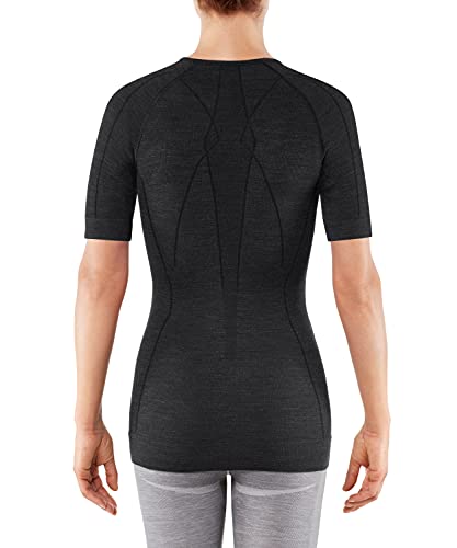 FALKE Wool Tech. Camiseta Deportiva Mujer Ropa Interior Térmica De Merino Negro Gris Camisetas Fitness De Material Inteligente Para Hacer Deporte muy cálido de secado rápido 1 Pieza