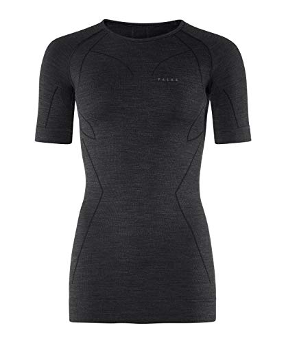 FALKE Wool Tech. Camiseta Deportiva Mujer Ropa Interior Térmica De Merino Negro Gris Camisetas Fitness De Material Inteligente Para Hacer Deporte muy cálido de secado rápido 1 Pieza