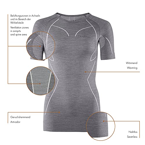 FALKE Wool Tech. Camiseta Deportiva Mujer Ropa Interior Térmica De Merino Negro Gris Camisetas Fitness De Material Inteligente Para Hacer Deporte muy cálido de secado rápido 1 Pieza