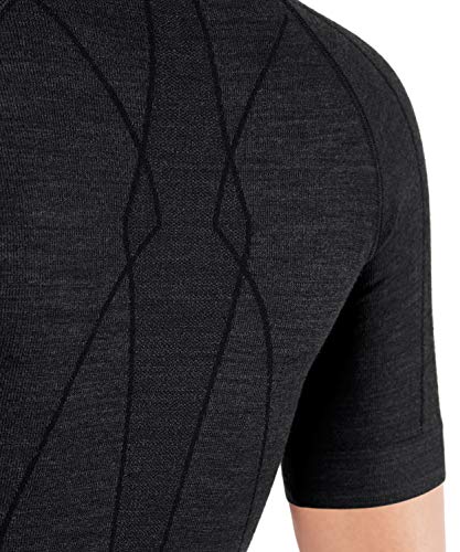 FALKE Wool Tech. Camiseta Deportiva Mujer Ropa Interior Térmica De Merino Negro Gris Camisetas Fitness De Material Inteligente Para Hacer Deporte muy cálido de secado rápido 1 Pieza