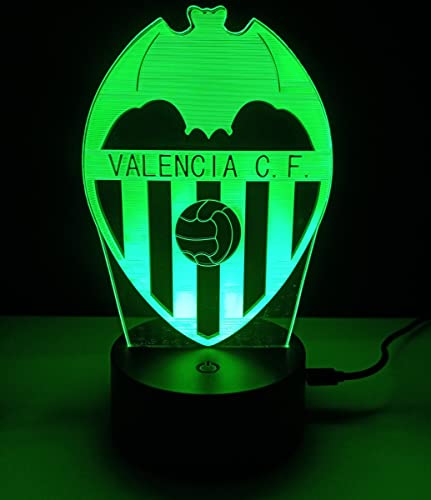 famvacor Lámpara Decorativa de Mesa Ilusión Óptica 3d ► Lámpara Mesita de Noche Escudo de Futbol Valencia España Iluminación Nocturna Led 16 colores y mando a distancia (Valencia)