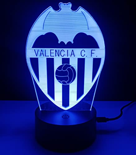 famvacor Lámpara Decorativa de Mesa Ilusión Óptica 3d ► Lámpara Mesita de Noche Escudo de Futbol Valencia España Iluminación Nocturna Led 16 colores y mando a distancia (Valencia)