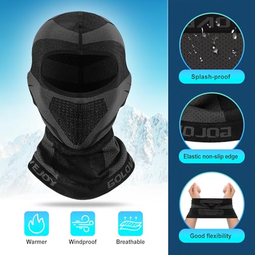 Faneam Pasamontañas Moto Invierno Hombre y Mujer,Balaclava Térmica,Mascarilla Calentador de Cuello Anti Viento,Pasamontañas Transpirable para Ciclismo,Moto,Esquí,Negro