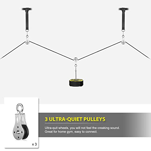 FASPUP Poleas Gimnasio para Casa, Sistema de Polea Cable Máquina de Musculacion Accesorio de Entrenamiento para Máquinas de Brazo (4m Cable)