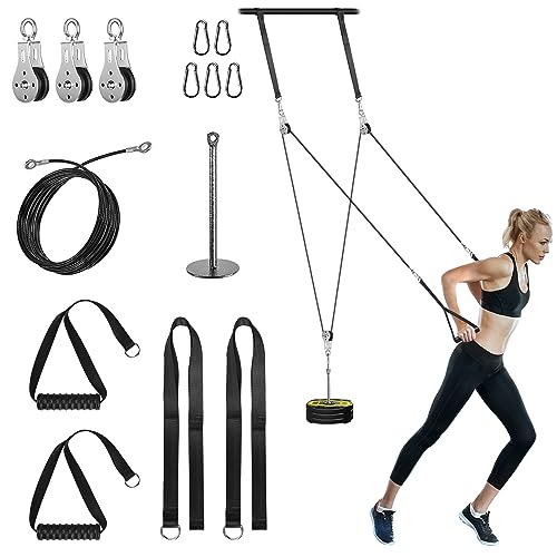 FASPUP Poleas Gimnasio para Casa, Sistema de Polea Cable Máquina de Musculacion Accesorio de Entrenamiento para Máquinas de Brazo (4m Cable)