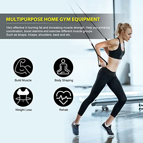 FASPUP Poleas Gimnasio para Casa, Sistema de Polea Cable Máquina de Musculacion Accesorio de Entrenamiento para Máquinas de Brazo (4m Cable)