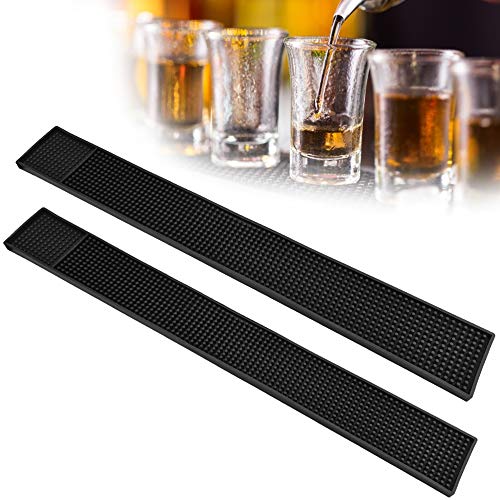 FAVENGO 2 Pcs Bar Mat Tapete Barra Bar Tapete para Vasos Alfombrilla Barra Bar Tapete Escurridor Vasos Bar Runner Negro Alfombrilla de Barra de Bar Cerveza Alfombrilla de Goma para Barra para Beibida