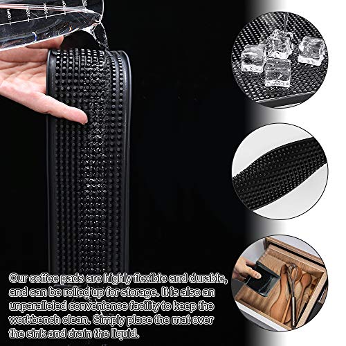 FAVENGO 2 Pcs Bar Mat Tapete Barra Bar Tapete para Vasos Alfombrilla Barra Bar Tapete Escurridor Vasos Bar Runner Negro Alfombrilla de Barra de Bar Cerveza Alfombrilla de Goma para Barra para Beibida