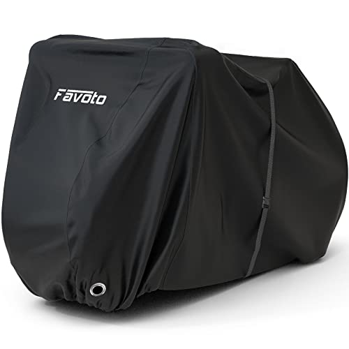 Favoto Funda para Bicicleta Exterior para 2-3 Bicicletas, 210D Oxford Cubierta Protector Impermeable contra Lluvia UV Polvo Nieve para Montaña Carretera con Cinturón, 200x105x110cm Negro