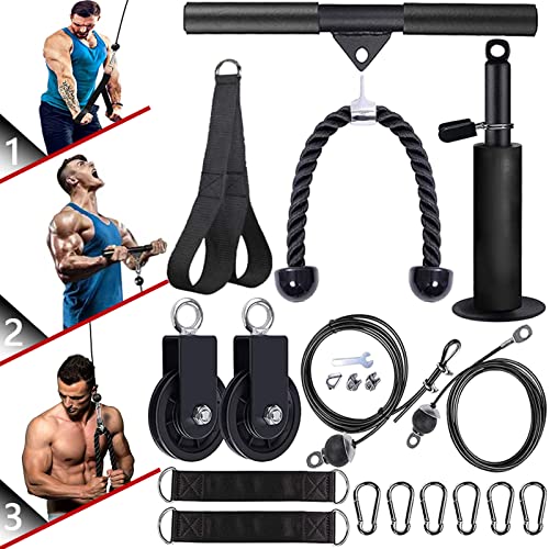 Favuit Juego de poleas para entrenamiento con cable, sistema de poleas, para entrenamiento en casa y para los antebrazos, para los bíceps, curl y tríceps