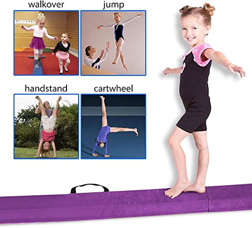 FBSPORT 240CM Viga de Equilibrio Plegable, Viga de Equilibrio de Gimnasia, Viga de Equilibrio de Capa Flocada, Equipo de Equilibrio para Niños, Fitness/Entrenamiento/Gimnasia/Ejercicio