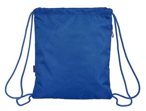 F.C. BARCELONA 2ª EQUIPACIÓN - Mochila Saco Deportivo, Cierre de Cordones, Mochila, Ideal para Niños de Diferentes Edades, Cómoda y Versátil, Calidad y Resistencia, 35x45 cm, Color Azul y Granate