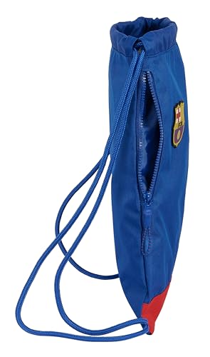 F.C. BARCELONA 2ª EQUIPACIÓN - Mochila Saco Deportivo, Cierre de Cordones, Mochila, Ideal para Niños de Diferentes Edades, Cómoda y Versátil, Calidad y Resistencia, 35x45 cm, Color Azul y Granate