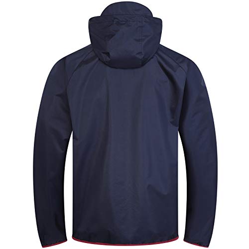 FC Barcelona - Chaqueta cortavientos oficial - Para hombre - Impermeable - Azul marino - Capucha - Grande