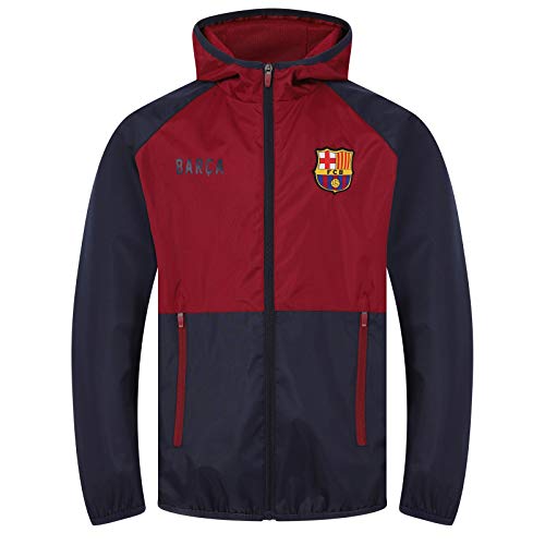 FC Barcelona - Chaqueta cortavientos oficial - Para hombre - Impermeable - Azul marino / rojo - 3XL