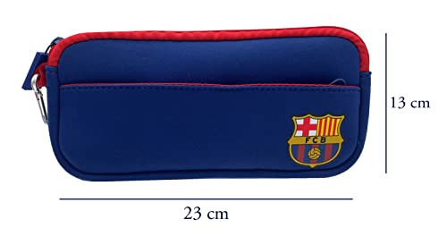 FC BARCELONA - Estuche de Neopreno Juvenil, Portatodo con Cremallera, Color blaugrana, Producto Oficial (CyP Brands)