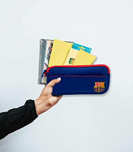 FC BARCELONA - Estuche de Neopreno Juvenil, Portatodo con Cremallera, Color blaugrana, Producto Oficial (CyP Brands)