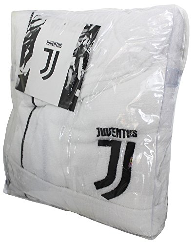 FC Juventus Logo 2017/18- albornoz con capucha, producto oficial, para niños de 6, 8, 10, 12, y 14 años. Negro. 100% tela de toalla de puro algodón, color blanco y negro ANNI 8 / 10