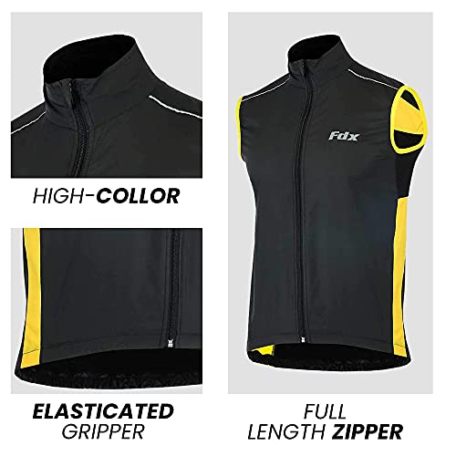 FDX Chaleco de ciclismo para hombre, ligero, sin mangas, transpirable, reflectante, a prueba de viento, para correr, hacer senderismo, MTB, ir al gimnasio y montar en bici, resistente al agua