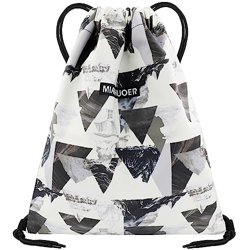 FenFang Mochilas de Cuerdas Pequeña, Bolso Mochila Deportiva Casual, Bolsas de Cuerdas Gimnasio Mujer Hombre, Saco Playa Talega Deporte Escolares con Cordón Gymsack Bolsillo Niños Niñas (Blanco)