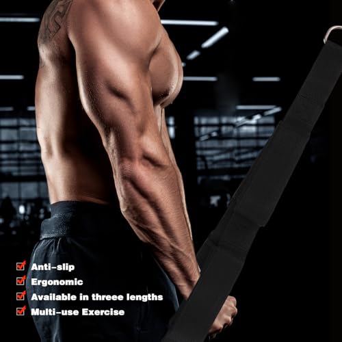 Fentar Cuerda Triceps, Cuerda Polea de 3 Longitudes Ajustable, Accesorios de Multiestación Musculación, Largo Cuerda Triceps con Hebillas para Hacer Ejercicio, Agarres Poleas Gym Antideslizante