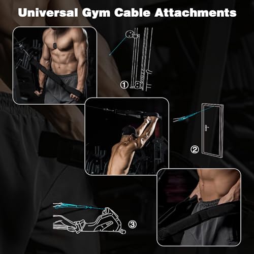 Fentar Cuerda Triceps, Cuerda Polea de 3 Longitudes Ajustable, Accesorios de Multiestación Musculación, Largo Cuerda Triceps con Hebillas para Hacer Ejercicio, Agarres Poleas Gym Antideslizante