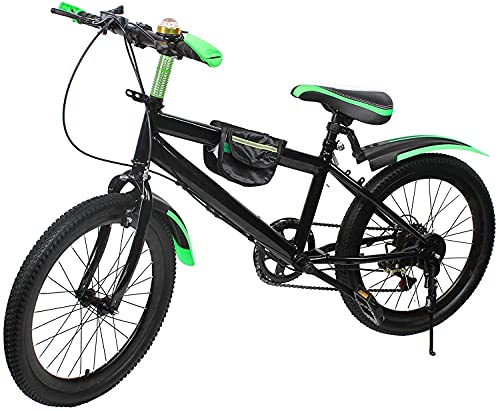 Fetcoi Bicicleta de montaña de 20 pulgadas para niños, bicicleta de ciudad, freno de doble disco para carreras, para deportes al aire libre, verde