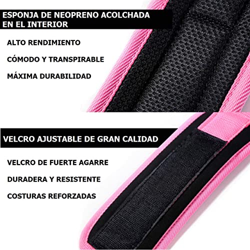 FEVAN 2 Tobilleras Poleas Acolchada de Velcro - Accesorios Gym Unisex, Mujeres (Rosa)