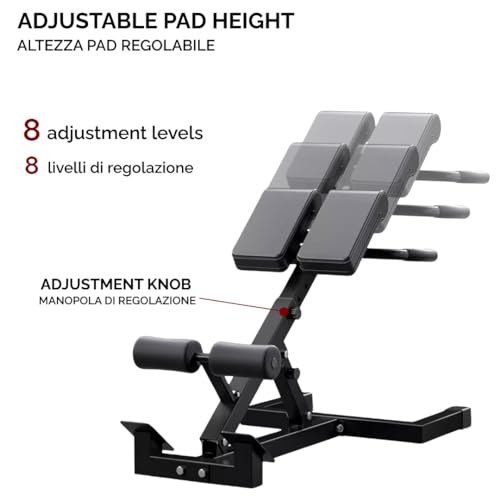 FFitness - Banco de silla romana multifunción para hiperextensiones Crunch Tricipiti Dips inclinación, altura ajustable y plegable