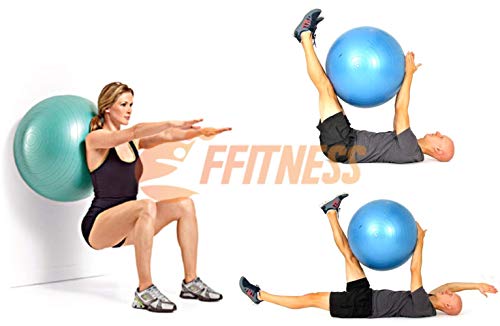 FFITNESS FSTBB55B Total Body Balance Ball | Home Fitness Bigger Fit Ball (Diámetro de 55 a 85 cm) para Yoga, Pilates, Gimnasio | GymBall | Pelota Suiza Anti-Spar (55 cm, Azul)