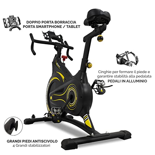 FFitness Indoor Spinning Bike Carenada con freno magnético y volante 13 kg | Bicicleta Cycling para entrenamiento en casa