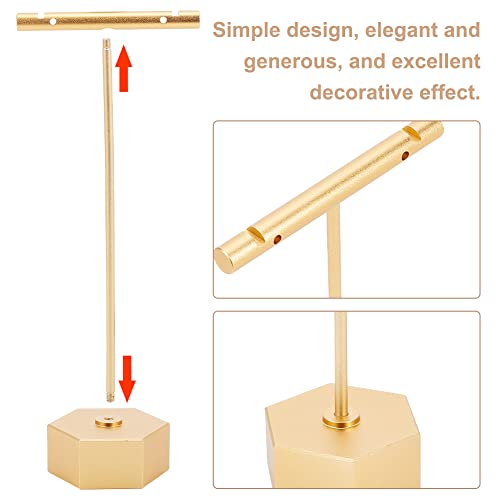 FINGERINSPIRE - Soporte de aleación de aluminio, 2 unidades, para barra para minorista, Show, Tabletop for Women【Gold-Hexagon Base 2 Heights 11,6 cm y 13,6 cm】